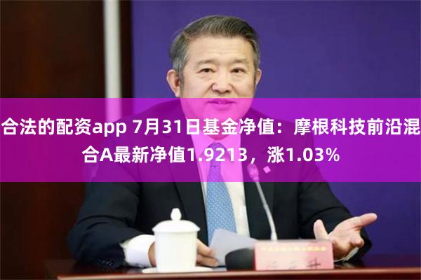 合法的配资app 7月31日基金净值：摩根科技前沿混合A最新净值1.9213，涨1.03%