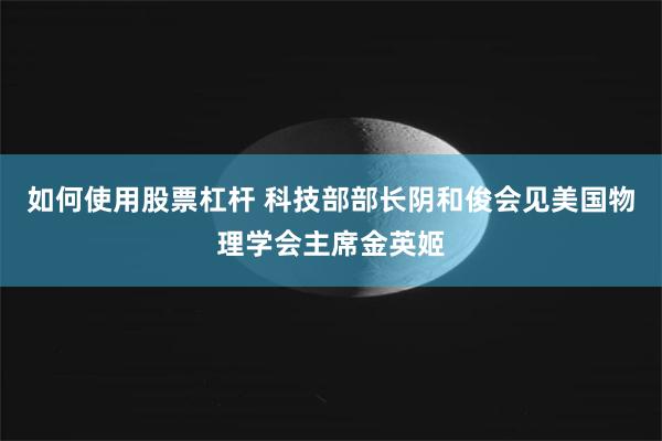 如何使用股票杠杆 科技部部长阴和俊会见美国物理学会主席金英姬