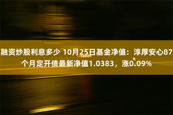 融资炒股利息多少 10月25日基金净值：淳厚安心87个月定开债最新净值1.0383，涨0.09%