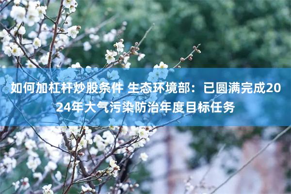 如何加杠杆炒股条件 生态环境部：已圆满完成2024年大气污染防治年度目标任务