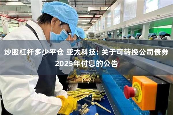 炒股杠杆多少平仓 亚太科技: 关于可转换公司债券2025年付息的公告